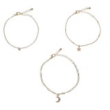 Set 3 Bratari Dama Aurii cu Strass Luna Stea - Bratari Fashion Elegante