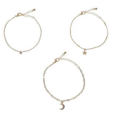 Set 3 Bratari Dama cu Strass Luna Stea, Aurii foto