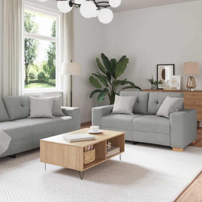 Set canapea, 3 piese, perne gri nor, textil foto