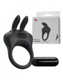 Inel Penis Davion cu Vibratii, Silicon, Negru