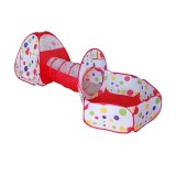 Cort de joaca 3 in 1 pentru copii, rosu, cort + tunel + tarc