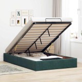 VidaXL Cadru de pat otoman fără saltea Verde &icirc;nchis 120x190 cm catifea 3310952