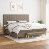 VidaXL Pat box spring cu saltea, gri taupe, 200x200 cm, textil