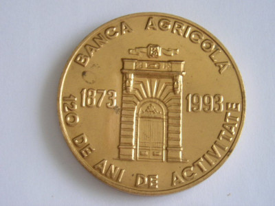 QW1 110 - Medalie - tematica economie - Banca Agricola - 120 ani - 1993 foto