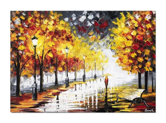 Tablou inspirational pictat manual, Pe drumul meu, magia culorilor, 70x50cm ulei pe panza, superb