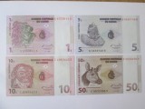 Congo(Republica Democrata) lot 4 bancnote 1997 UNC:1 Centime,5+10+50 Centimes,produsele din imagini