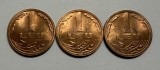 Lot 3 x 1 Leu 1992 Romania, UNC, Luciu de batere
