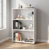 Cumpara ieftin Biblioteca Adore Rio Mini, 3 rafturi, Alb - Nuc - Antracit, 72x109x34 cm
