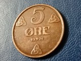 5 ore 1928 (rara), Norvegia , T = 828.000,stare aUNC. Discount de 10 % pentru comenzi cumulate de minimum 150 de lei., Europa