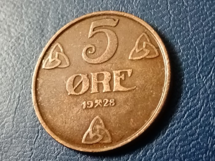 5 ore 1928 (rara), Norvegia , T = 828.000,stare aUNC. Discount de 10 % pentru comenzi cumulate de minimum 150 de lei.