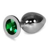 Cumpara ieftin Dop Anal Cu Bijuterie Rosebud Classic Metal Plug L, Argintiu + Verde, 10 cm