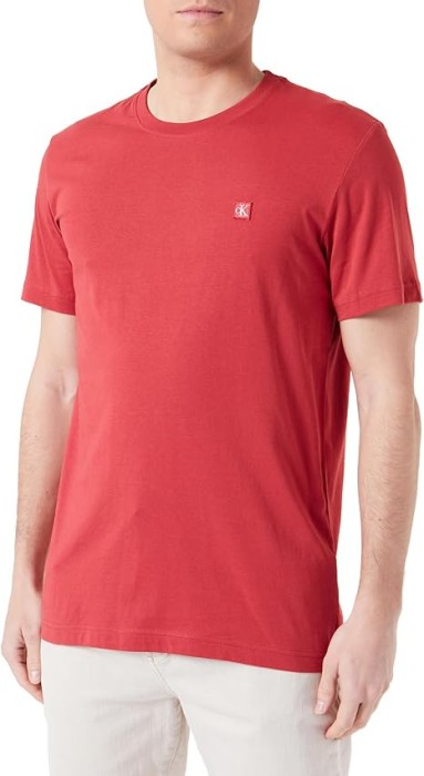 Tricou cu maneca scurta pentru barbati Calvin Klein Jeans Ck Embro Badge, rosu, M - OUTLET