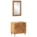 vidaXL Set dulap baie Pe perete cu ușă 2 pcs Lemn de mango solid 3310177