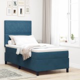 VidaXL Pat cu arcuri cu saltea Albastru &icirc;nchis 100 x 200 cm Catifea 3343230