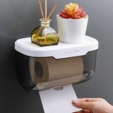 Suport Hartie Igienica Cutie cu Ventuza Autoadeziva - Montare Fara Gaurire, Protectie Apa &amp; Polita Depozitare - Ideal Baie