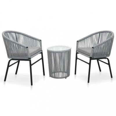 vidaXL Set mobilier de bistro cu perne, 3 piese, gri, ratan PE 48140 foto