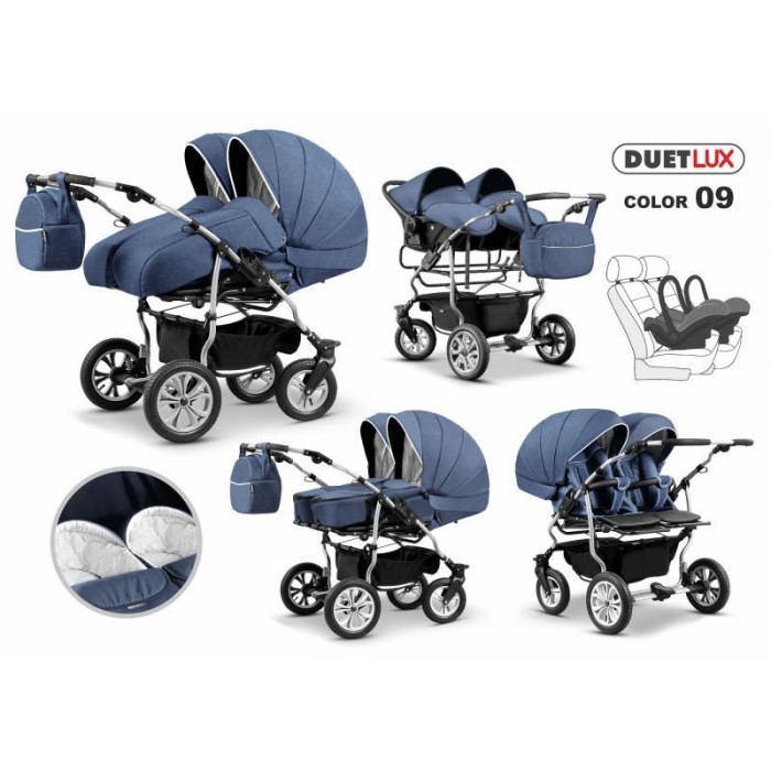 Carucior gemeni 3 in 1 Mikado Duet Lux D-09 Carucior gemeni 3 in 1 Mikado Duet Lux D-09