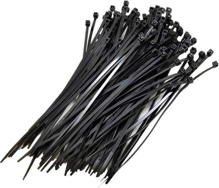 Set 100 buc coliere (soricei) plastic negre, 200 x 4.8 mm
