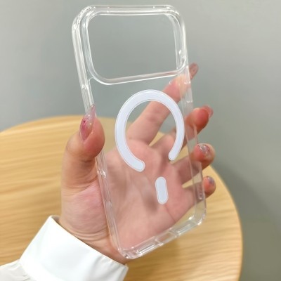 Husă magnetică transparentă pentru iPhone 17 Pro Max &amp;ndash; compatibilă wireless charging, anti-șoc, colțuri &amp;icirc;ntărite foto