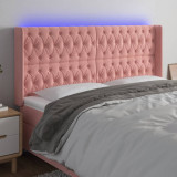 Tablie de pat cu LED, roz, 203x16x118/128 cm, catifea GartenMobel Dekor, vidaXL