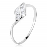 Inel argint 925, formă de diamant, două linii de zirconiu - Marime inel: 50