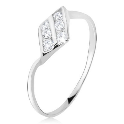 Inel argint 925, formă de diamant, două linii de zirconiu - Marime inel: 49 foto
