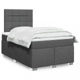 VidaXL Pat box spring cu saltea, gri &icirc;nchis, 120x200 cm, textil 3292756