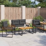 vidaXL Set de Mobilier pentru Exterior cu pernă 4 pcs Gri &icirc;nchis 42026927
