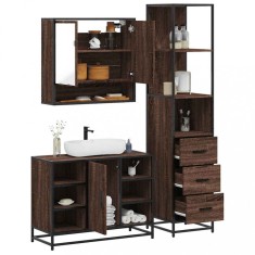 vidaXL Set de mobilier de baie din 3 piese din lemn de stejar maro 3301184