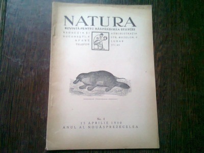 REVISTA NATURA NR.4/1930 foto