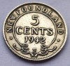 390. Moneda Newfoundland 5 cents 1942 (tiraj 298.348 buc)(Argint 0.925), America de Nord