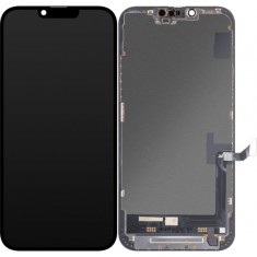 Display cu Touchscreen JK pentru Apple iPhone 14 Plus, cu Rama, Versiune LCD In-Cell, Negru