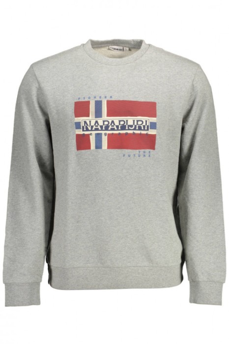 Napapijri Bluza BILO C barbati, cu imprimeu, Regular fit, Gri, 2XL