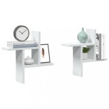 vidaXL Rafturi Perete, 2 buc, Alb, 38x12x38 cm, Lemn Prelucrat, Montaj pe Perete, Depozitare, Economie Spatiu