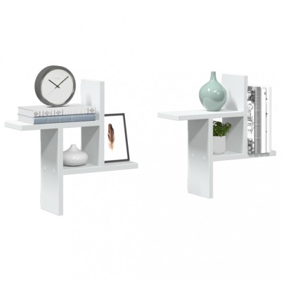 vidaXL Rafturi de perete, 2 buc., alb, 38x12x38 cm, lemn prelucrat 853245 foto