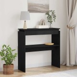 Măsuță consolă vidaXL, stejar negru, 80x30x80 cm, lemn prelucrat, stil minimalist, raft depozitare, foaier/hol