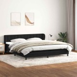 Pat cu arcuri cu saltele negru 180x210 cm catifea