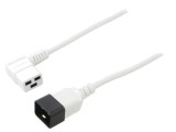 Cablu IEC C19 mamă unghiat - C20 tată, 1m, 3x1,5mm&sup2;, alb