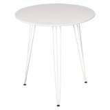 HOMCOM Masă de Comedor Rotundă cu Picioarele &icirc;n formă de Furculiță din Metal Stil Modern Nordic pentru Bucătărie Sufragerie Cafenea Bar &Oslash;70x75 cm Alb