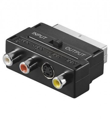 Adaptor Scart la 3x RCA si Svhs cu comutator Goobay foto