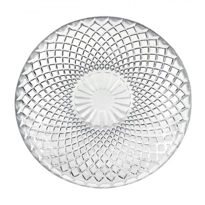 Farfurie Desert, Model Diamond, Sticlă Transparentă, Diametru 15 cm