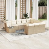 vidaXL Set canapele de grădină cu perne, 11 piese, bej, poliratan 3218258