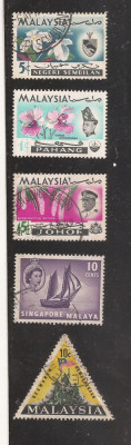 ML1 - MALAEZIA - 5 timbre diferite , stampilate , uzate foto