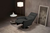 Fotoliu rotativ Kelly cu functie de relaxare, Negru, Piele Naturala