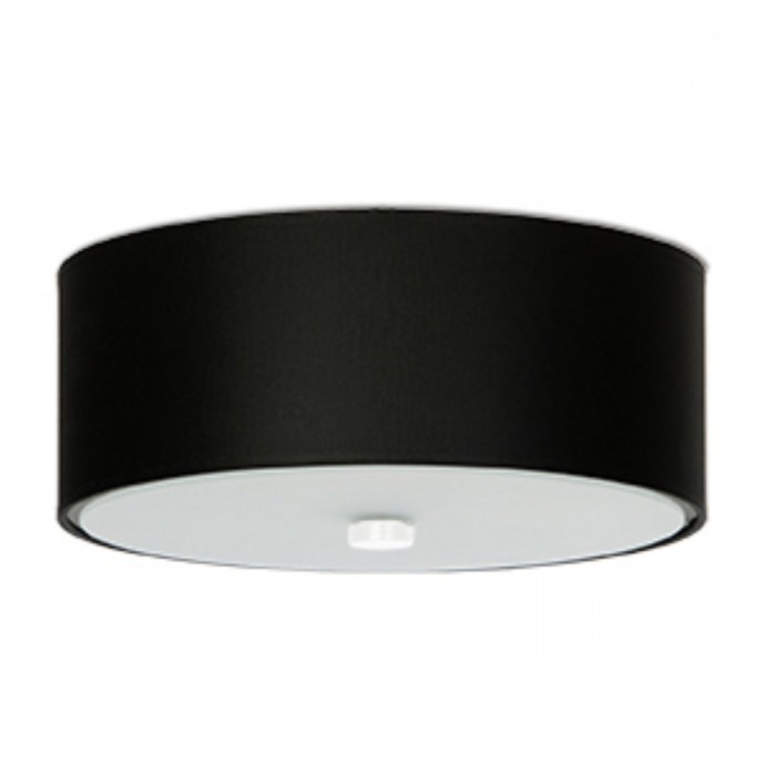 Lampă De Tavan Skala Negru Țesătură/Sticlă/Oțel 3 Becuri Rolă Minimalistă De Interior
