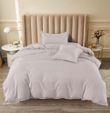 Cumpara ieftin Lenjerie Pat Bumbac 4 Piese cu Elastic Gri/Crem Claudia XC105, 140x200 cm