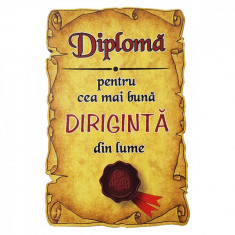 Magnet Diploma pentru Cea mai buna DIRIGINTA din lume, lemn foto