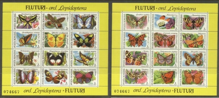 Romania 1991 Butterflies 2 perf. sheetlet MNH DA.141
