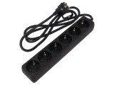 Prelungitor 6 prize 250V 16A negru