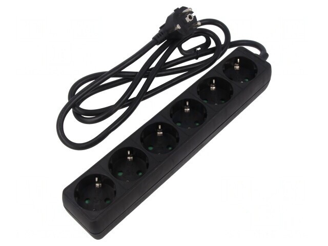 Prelungitor 6 prize 250V 16A negru